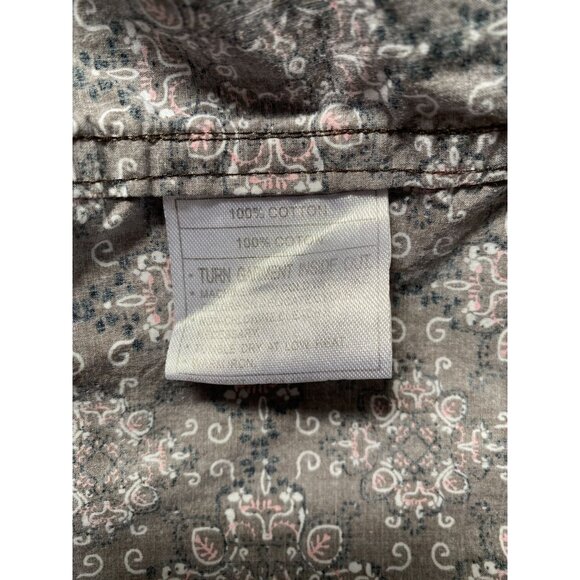 Ariat Mens M Brown & Pink Paisley Long Sleeve Western Pearl Snap Shirt - Picture 5 of 11